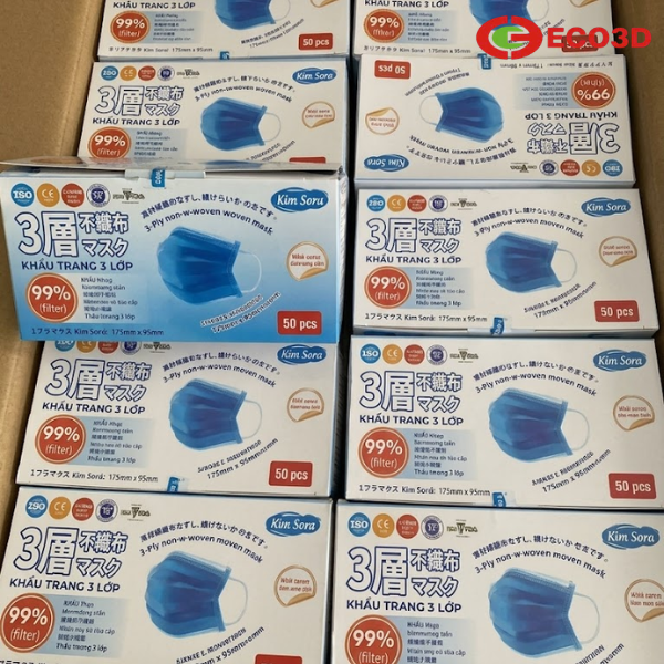Khẩu trang y tế Kim Sora 3 lớp (Màu xanh)