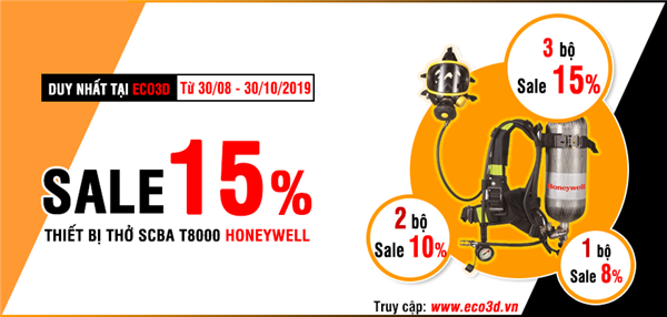 Giảm giá 15% khi mua thiết bị thở SCBA T8000 Honeywell 