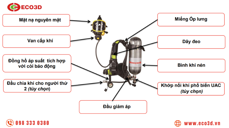 Bộ SCBA T8000 c&oacute; thiết bị trợ thở b&igrave;nh 6.8L 300Bar