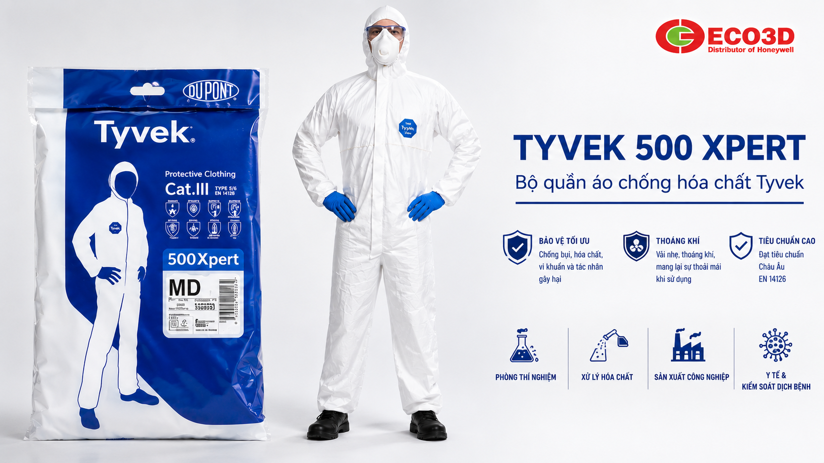 Đánh giá bộ quần áo chống hóa chất Tyvek Dupont siêu bền trọng lượng nhẹ