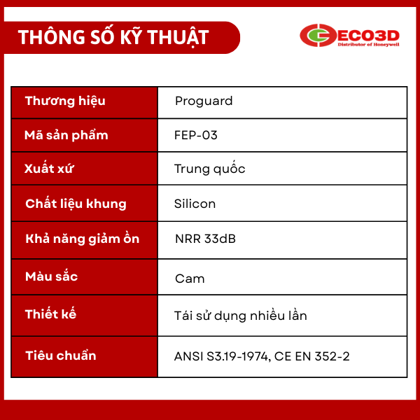 Nút tai chống ồn Proguard FEP-03