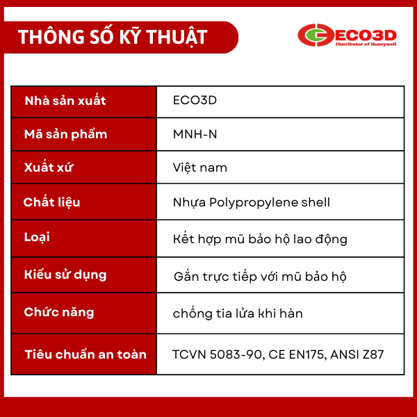 Th&ocirc;ng số mặt nạ h&agrave;n kết hợp n&oacute;n bảo hộ lao động