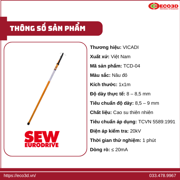 Thông số kỹ thuật sào thao tác SEW HS-175-5