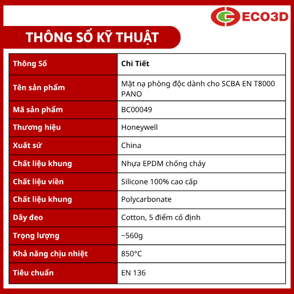 Mặt nạ ph&ograve;ng độc SCBA EN T8000 PANO