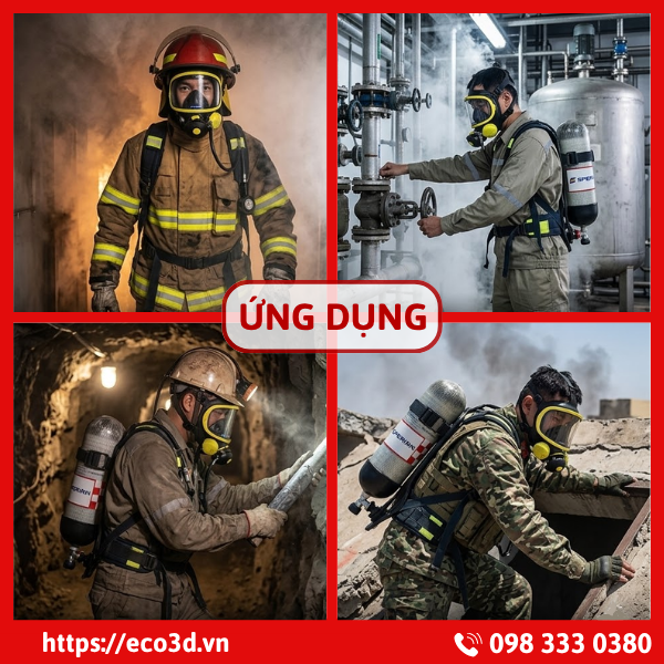 Bộ thiết bị trợ thở SCBA845 T8000, mặt nạ PANO, Carbon 6.8L