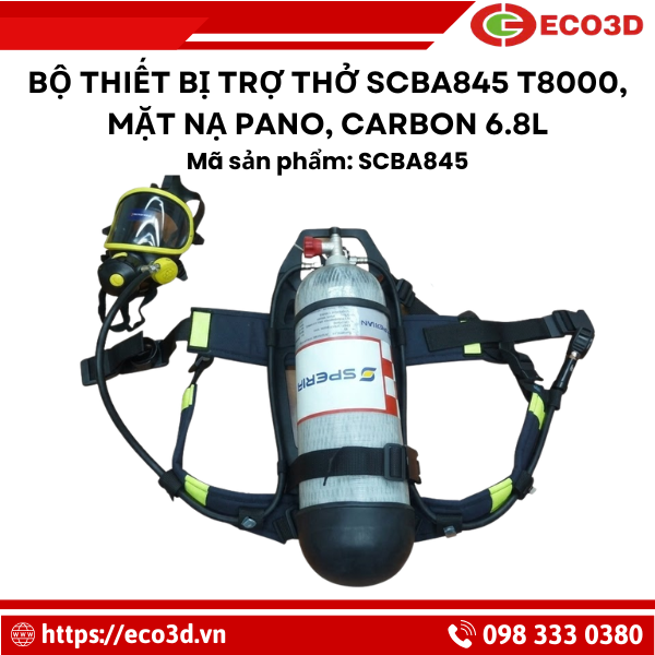 Bộ Thiết Bị Trợ Thở SCBA845 T8000, Mặt Nạ PANO, Carbon 6.8L