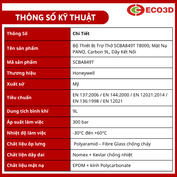 Bộ thiết bị trợ thở SCBA849T T8000