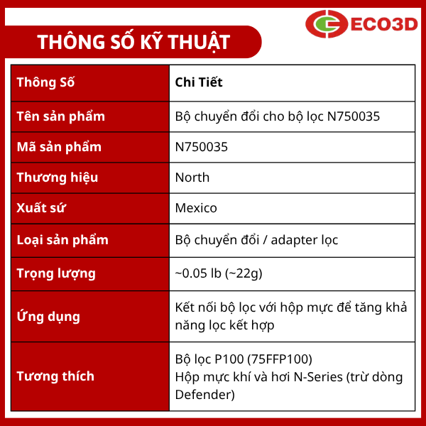  Bộ chuyển đổi cho bộ lọc N750035