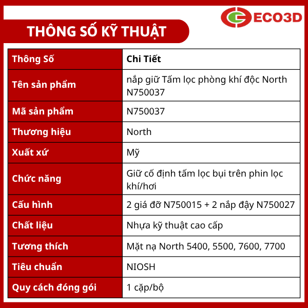 Nắp giữ tấm lọc ph&ograve;ng kh&iacute; độc North N750037