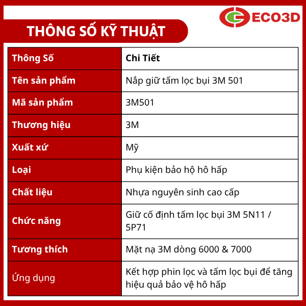Nắp giữ tấm lọc bụi 3M 501