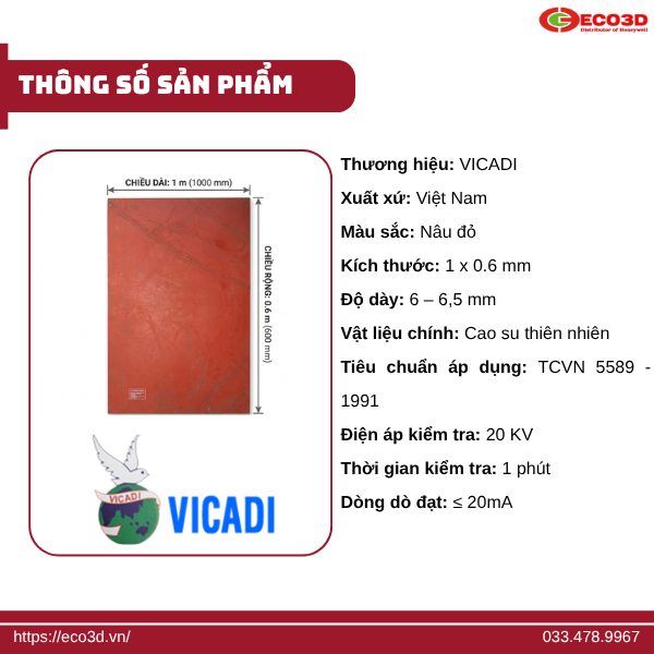 Thảm cao su cách điện VICADI 10KV