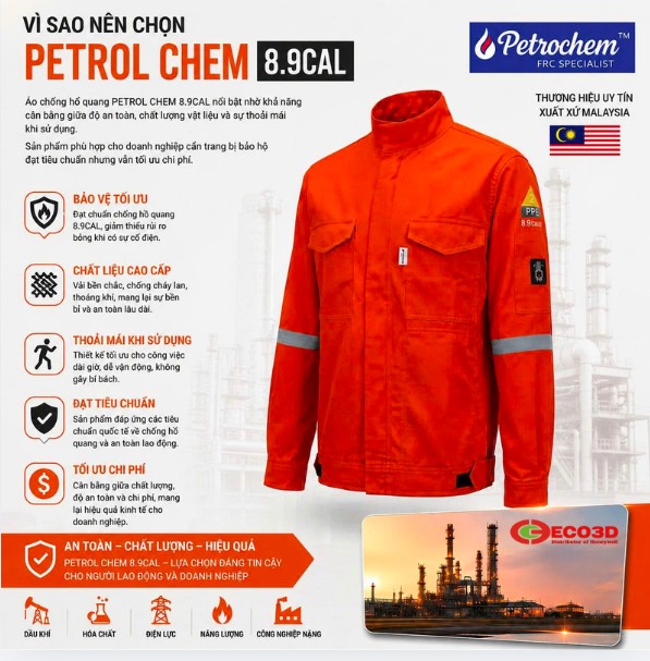 Đặc điểm nổi bật của áo chống hồ quang PETROL CHEM 8.9CAL