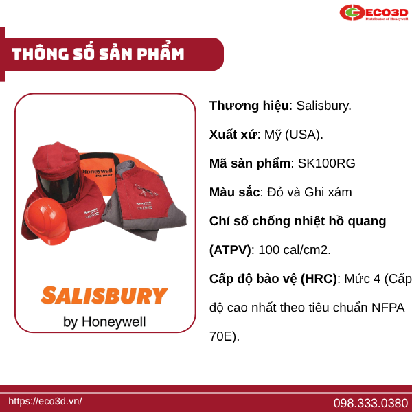 Thông số bộ quần áo chống hồ quang điện Salisbury 100 CAL 