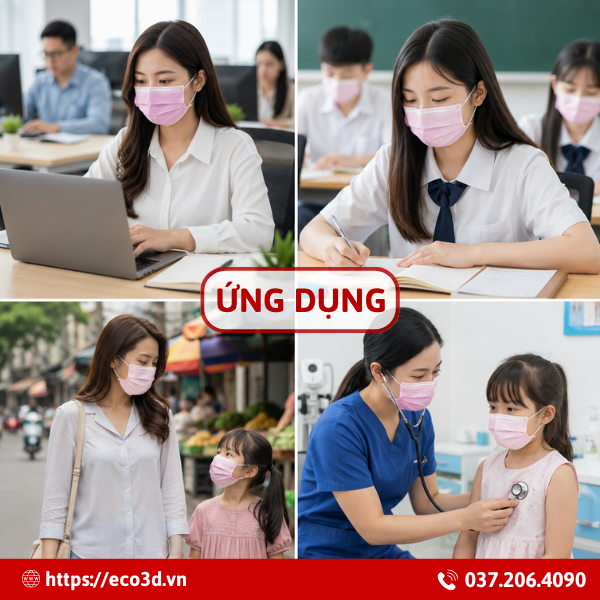 Khẩu trang y tế Kim Sora 3 lớp (M&agrave;u hồng) 