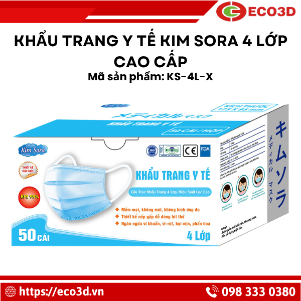 Khẩu Trang Y Tế Kim Sora 4 Lớp