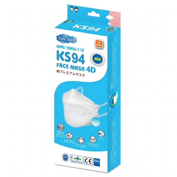 Khẩu trang y tế KS94 cao cấp 4 lớp Kim Sora (Màu trắng)