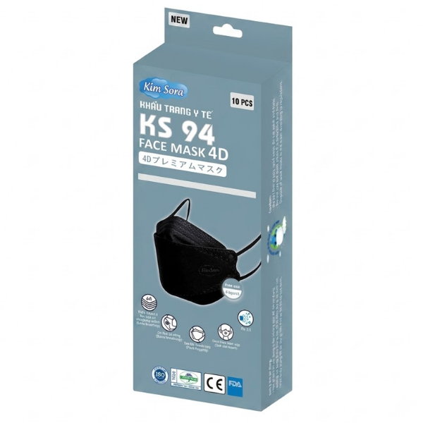 Khẩu trang y tế KS94 cao cấp 4 lớp Kim Sora (Màu Đen)