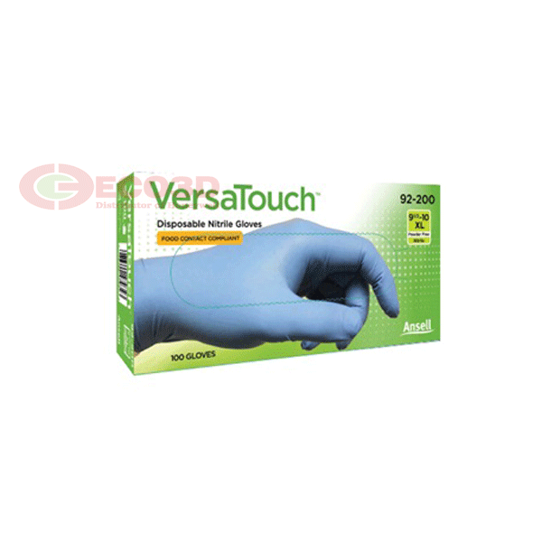 Găng tay Nitrile dùng một lần Ansell VersaTouch 92-200 màu xanh (hộp 50 đôi)