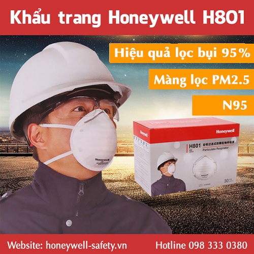 Khẩu trang Honeywell H801 cản bụi công nghiệp hiệu quả